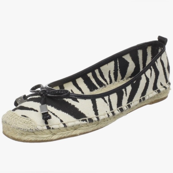 MICHAEL Kors Meg Espadrille Flats Shoes Zebra Print Canvas Women’s 8 - Picture 1 of 14
